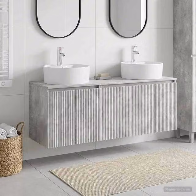 Set di Armadi da Bagno 3 pz Grigio Cemento 161,5 x 44,5 x 82 cm 3405670