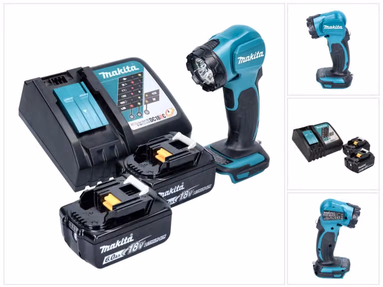 Torcia portatile a LED Makita DEADML 815 RG a batteria 14,4 - 18 V 160 lm + 2 batterie da 6,0 Ah + caricabatterie