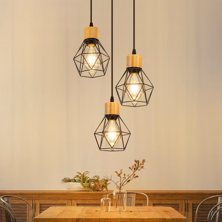 ZMH Lampada a sospensione tavolo da pranzo lampada a sospensione 3 fiamme sala da pranzo lampada E27 cucina lampada tonda industriale a sospensione per sala da pranzo cucina (senza lampadina)