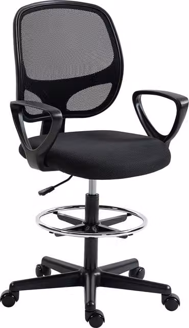 Sedia da ufficio ergonomica girevole HOMCOM in rete traspirante con poggiapiedi e altezza regolabile, Nero