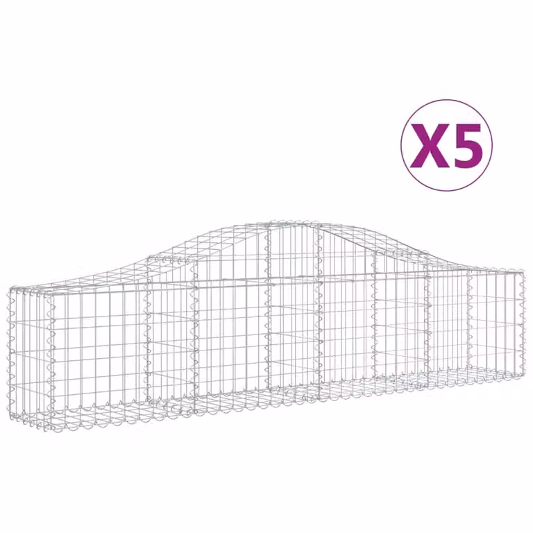 Cesti Gabbioni ad Arco 5 pz 200x30x40/60 cm Ferro Zincato