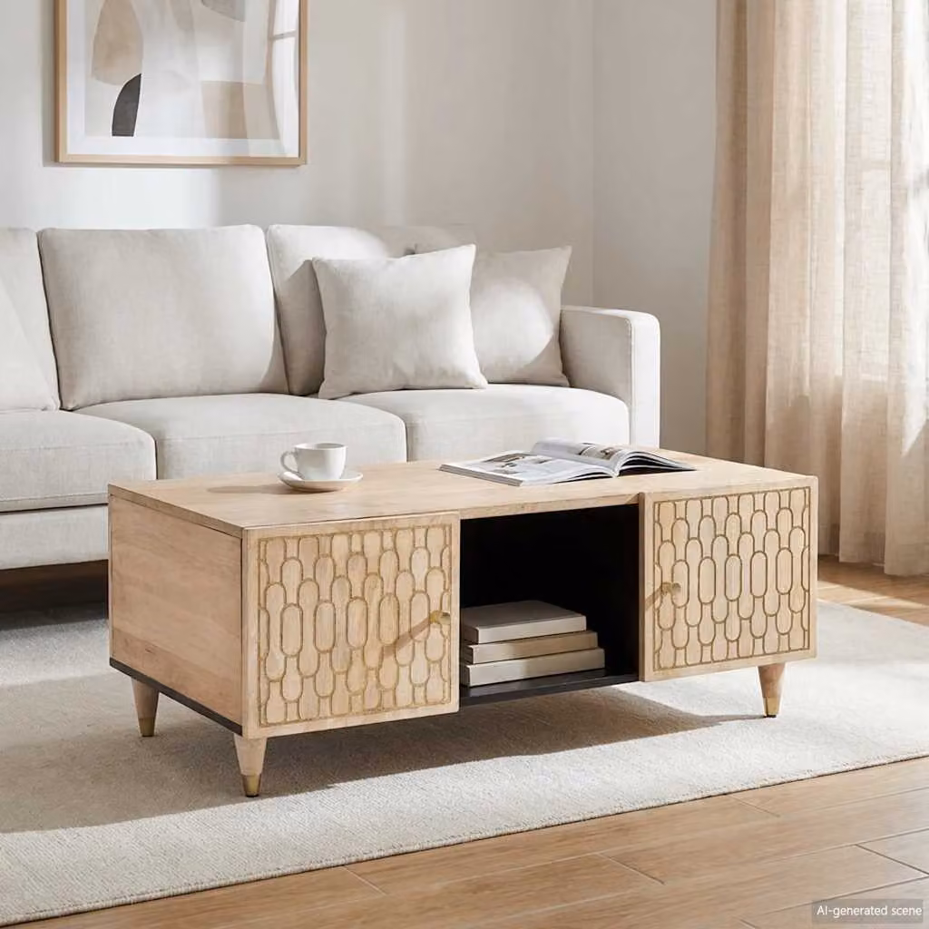 vidaXL Tavolino da Salotto Moderno in Legno di Mango Marrone L: 100 cm, P: 54 cm, H: 40 cm
