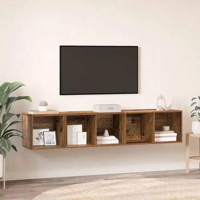 Set di 2 mobili TV vidaXL in legno multistrato color marrone effetto legno vecchio per soggiorno o ufficio in casa