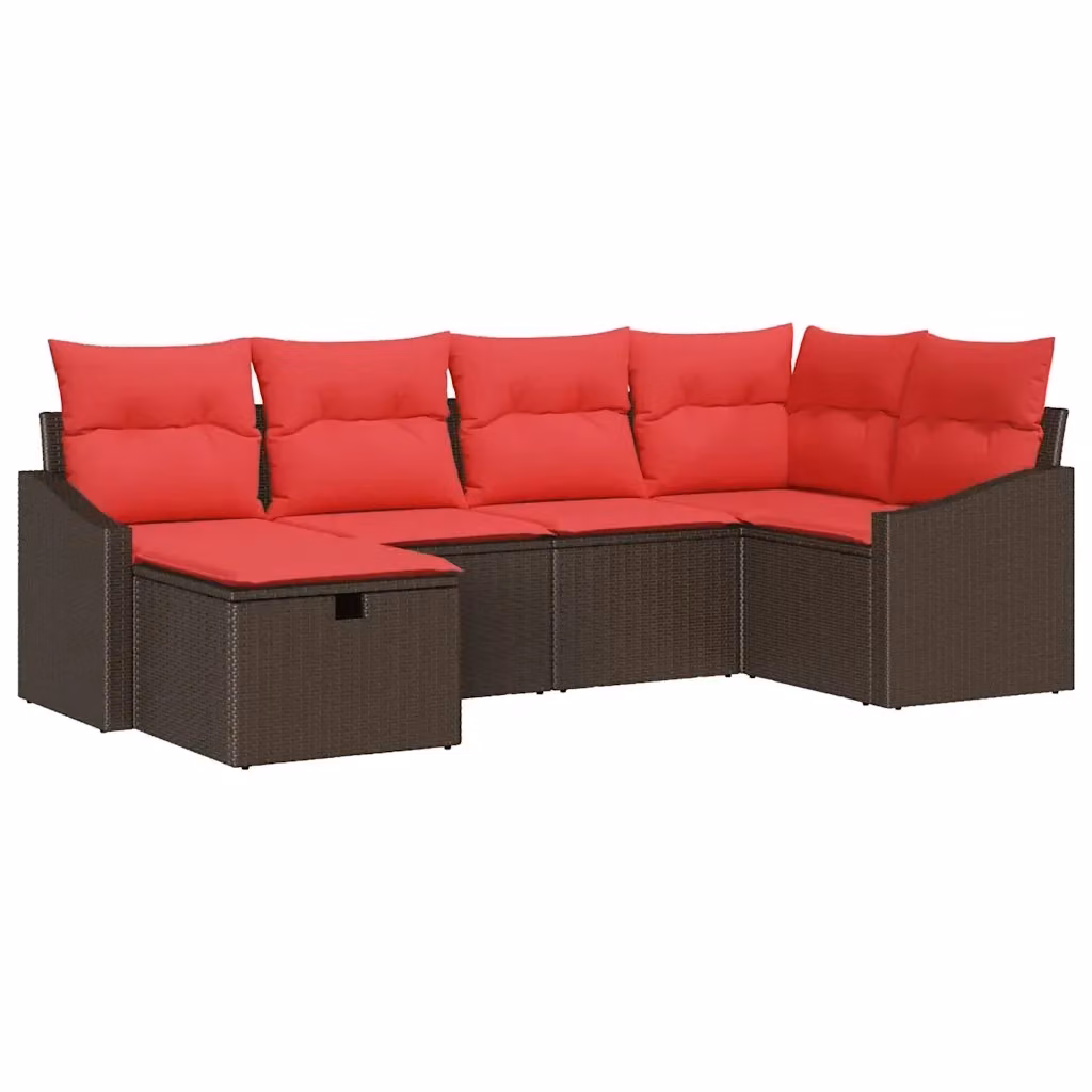 Set di divani da giardino vidaXL in rattan e metallo marrone con cuscini inclusi – 2