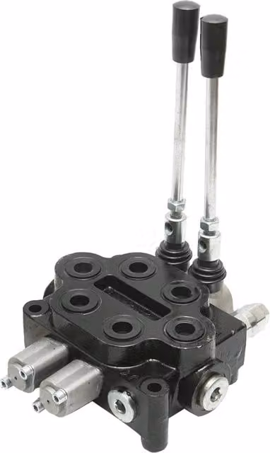 Distributore idraulico UTB a 2 leve, 150 Bar, portata 80 L/min, colore nero, filettatura M22x1,5mm