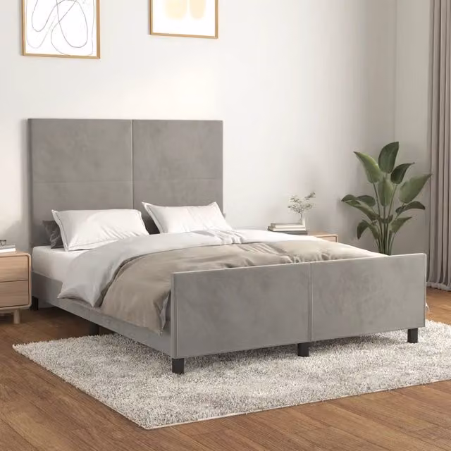 Giroletto vidaXL in Velluto Grigio Chiaro senza Materasso L/P/H: 140 x 200 cm