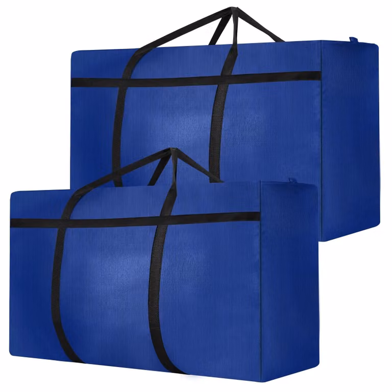 Set di 2 grandi sacche portaoggetti - Scatole di trasloco Oxford con cerniera e maniglie (blu)