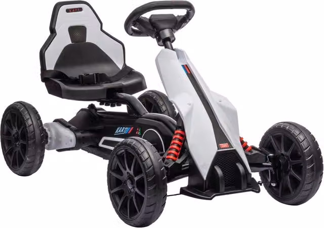 Go Kart Elettrico per Bambini 3-8 Anni 12V 3-5 km/h con Cintura di Sicurezza Capacità 30 kg Bianco