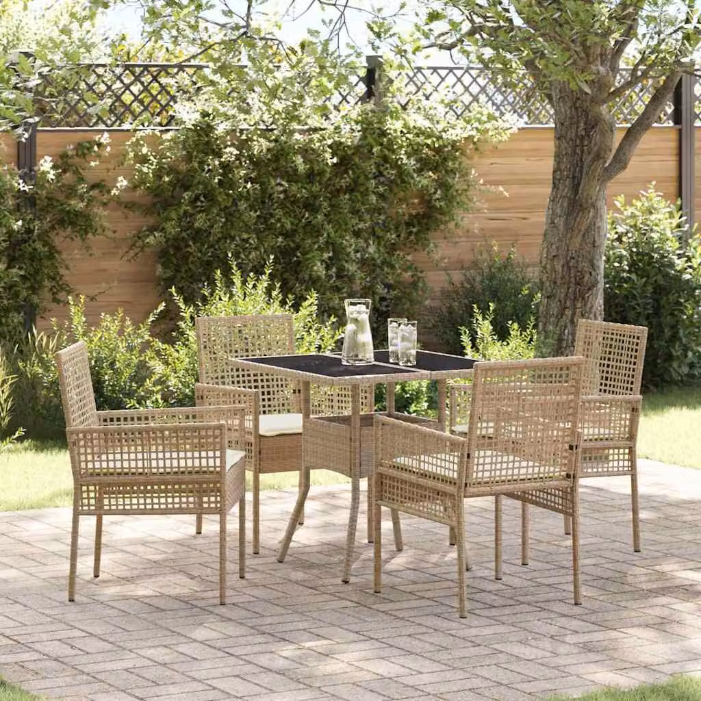 Maison Exclusive - Set da Pranzo per Giardino 5 pcs Beige polyrattan
