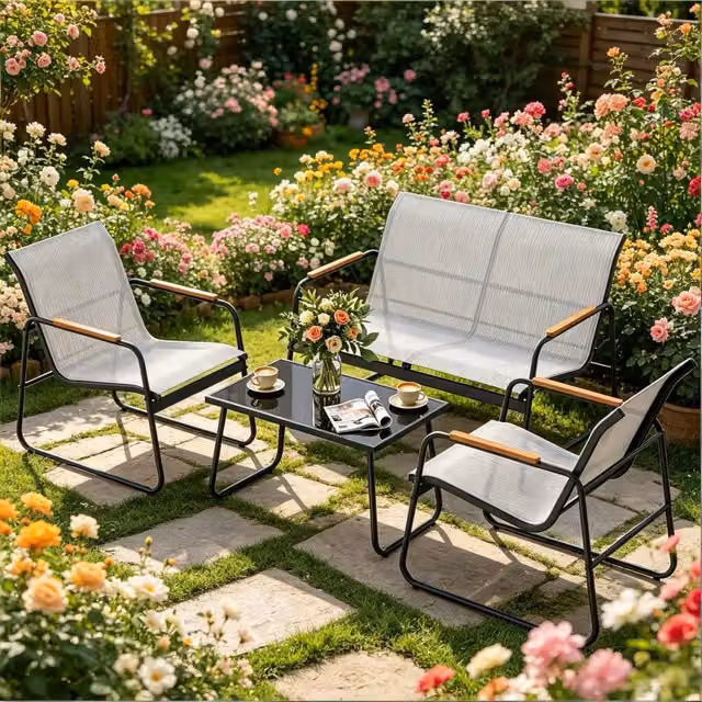 Set salotto giardino 4 posti ¨C Minimal ¨C polyrattan grigio per esterno