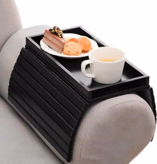 Lampada da tavolo Bamboe per divano, organizer antiscivolo per snack, telecomando e supporto per telefono, nero