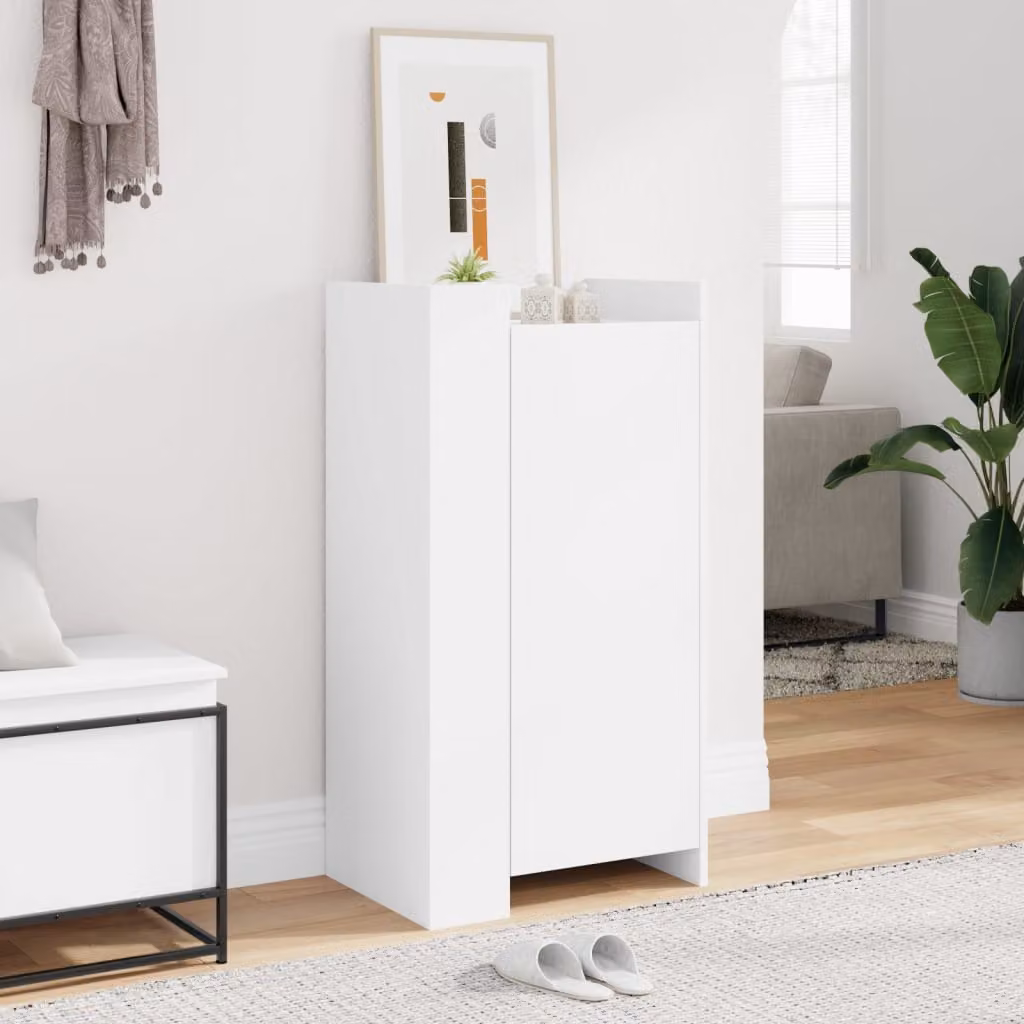 Scarpiera angolare bianca vidaXL con ante a battente in legno e MDF, L 52 cm x P 37,5 cm x H 100 cm