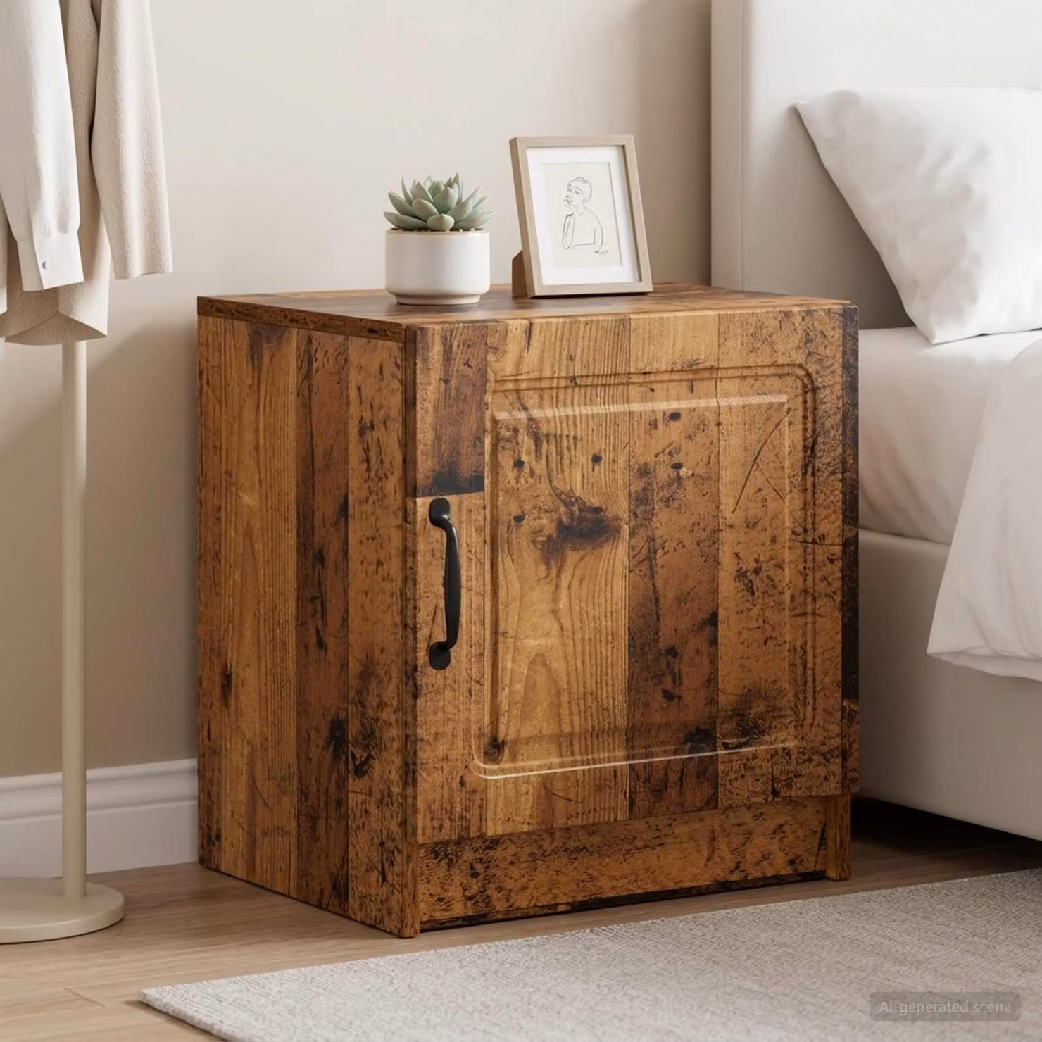 Set di 2 Armadi da Notte vidaXL in Legno Antico, L 43 cm x P 34,5 cm x H 47 cm