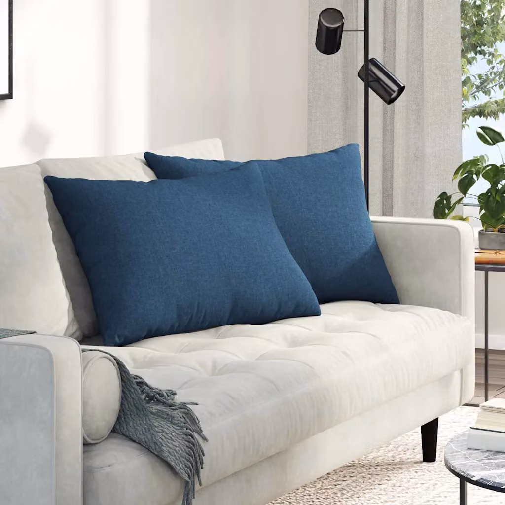 Set di 2 cuscini da divano vidaXL in tessuto blu con fodera rimovibile, L 70 cm x P 50 cm
