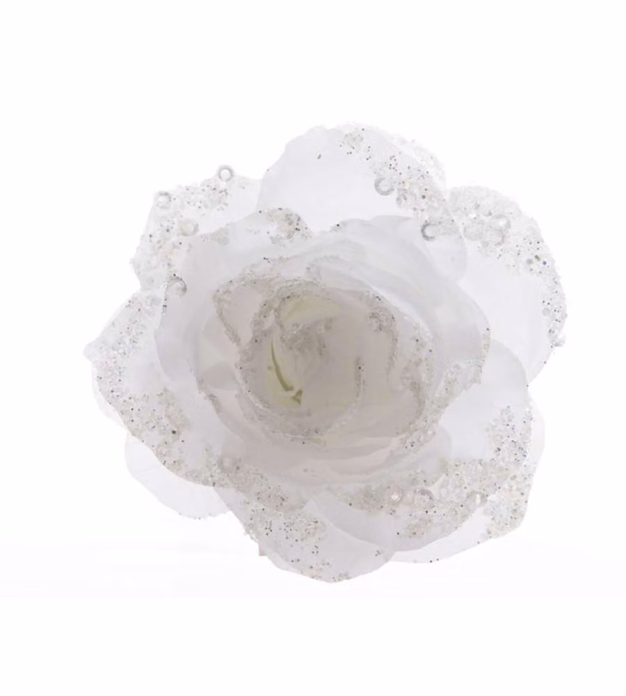 Clip rosa bianca glitterata