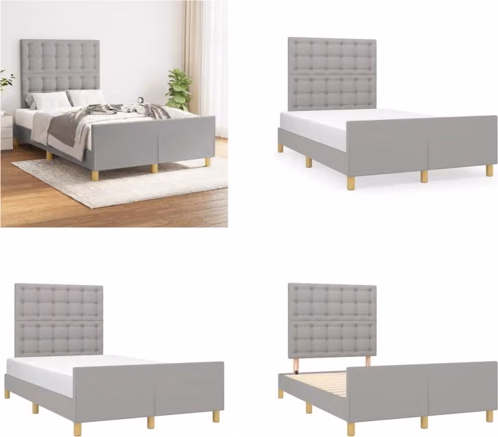 vidaXL Giroletto con testiera in tessuto grigio chiaro 120x200 cm - Giroletto con testiera - Giroletti con testiere - Giroletto - Letto con testiera