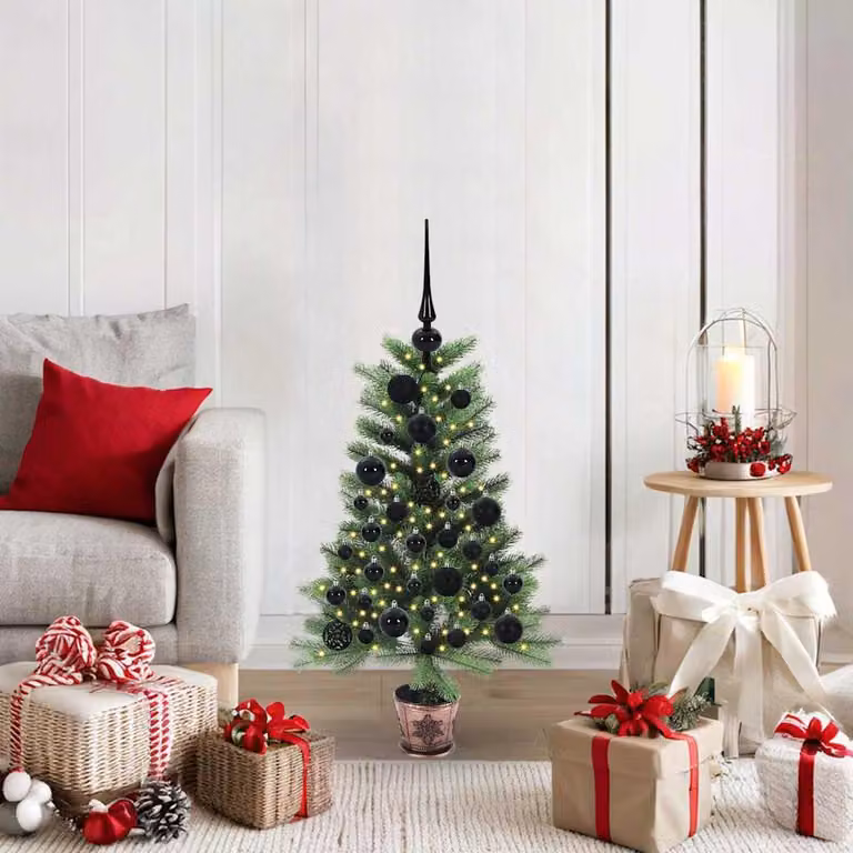 Maison Exclusive - Albero di Natale con 150 luci LED, base inclusa, colore verde, altezza 90 cm, materiale: polietilene