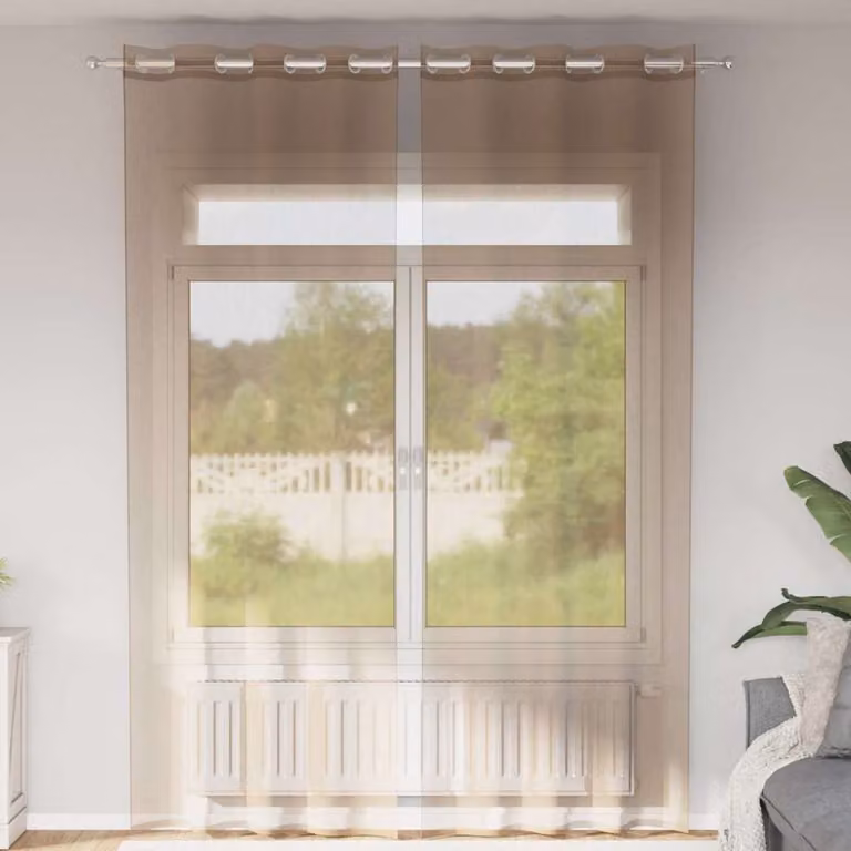 Set di 2 tende in voile semi-trasparenti vidaXL con occhielli, marrone, L: 140 cm, H: 260 cm
