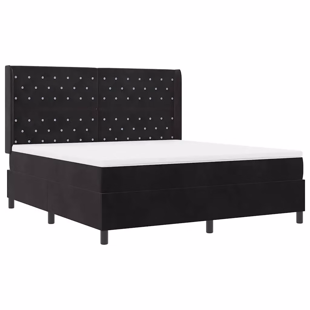 Letto moderno vidaXL con materasso a molle pocket e illuminazione LED sottostante in velluto nero L/P: 180 x 200 cm – 2