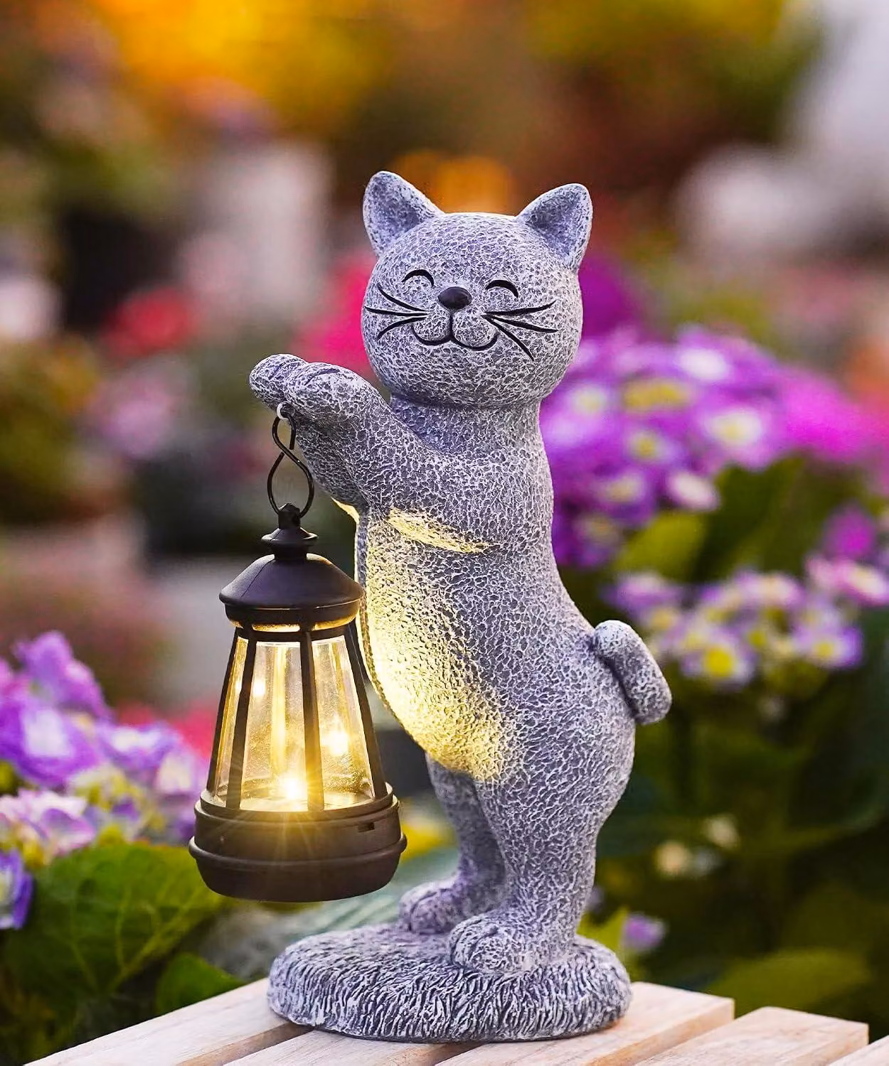 Lampade decorative a energia solare per esterni e giardino - Motivi con gatti - Catene luminose - Regali per la mamma