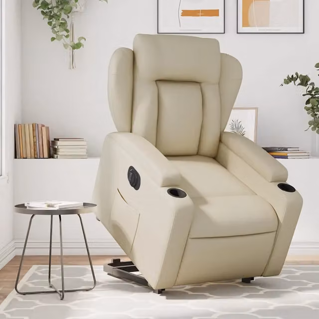 Poltrona Alzapersona Reclinabile vidaXL in Similpelle Beige con Assistenza Elettrica per Anziani