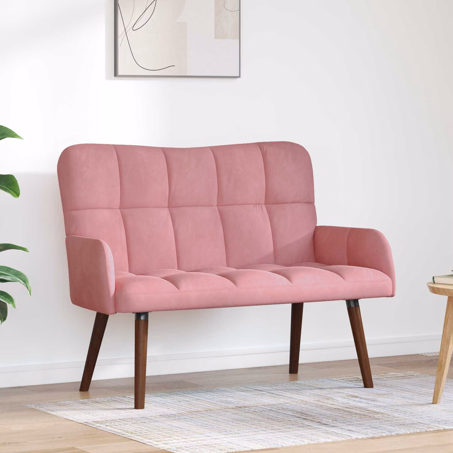 vidaXL Divano a 2 Posti in Velluto Rosa, Design Moderno e Lineare, L: 115 cm, P: 61 cm, H: 87 cm