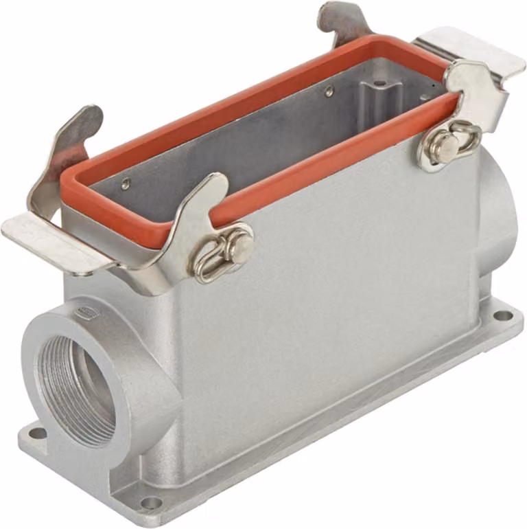 HARTING Han 24B Alloggiamento base per alte temperature alto, 2xM32 uscita cavo laterale, con 2 staffe trasversali - 1 pezzo
