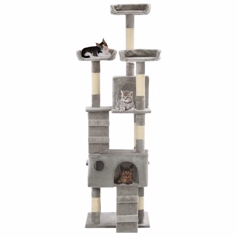 vidaXL Tiragraffi per gatti con tiragraffi in sisal 170 cm Grigio