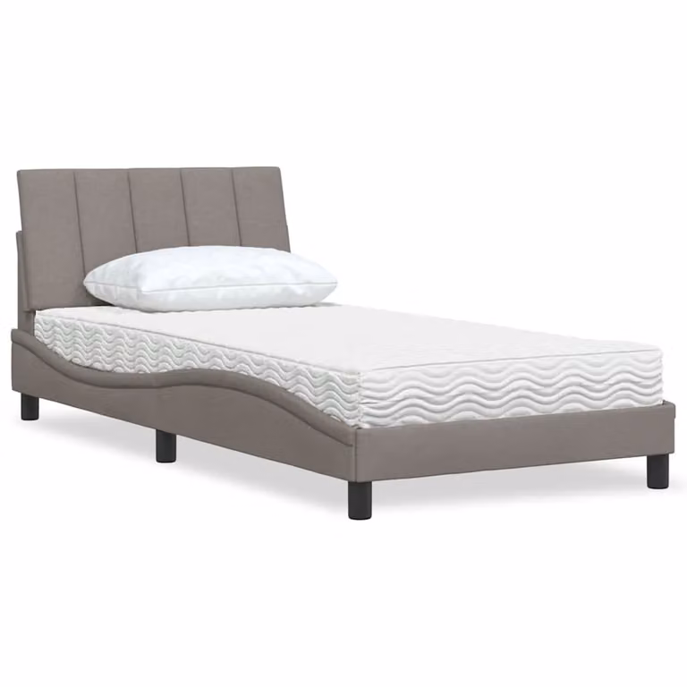 Letto con Materasso Hanko vidaXL in Tessuto Beige e Bianco, L/P: 100 x 200 cm