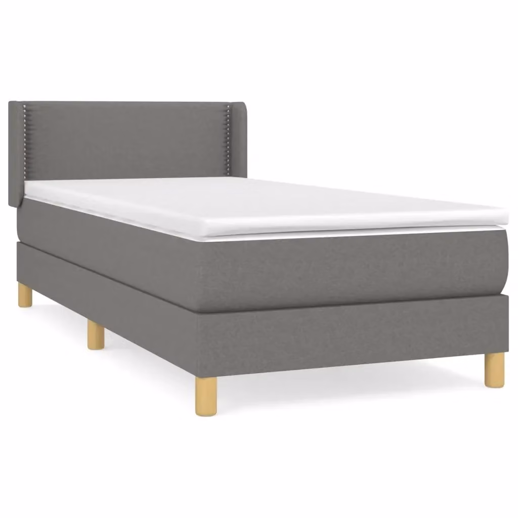Letto Ibrido vidaXL con Giroletto a Molle e Materasso in Tessuto Grigio e Bianco L/P/H: 90 x 200 cm – 2