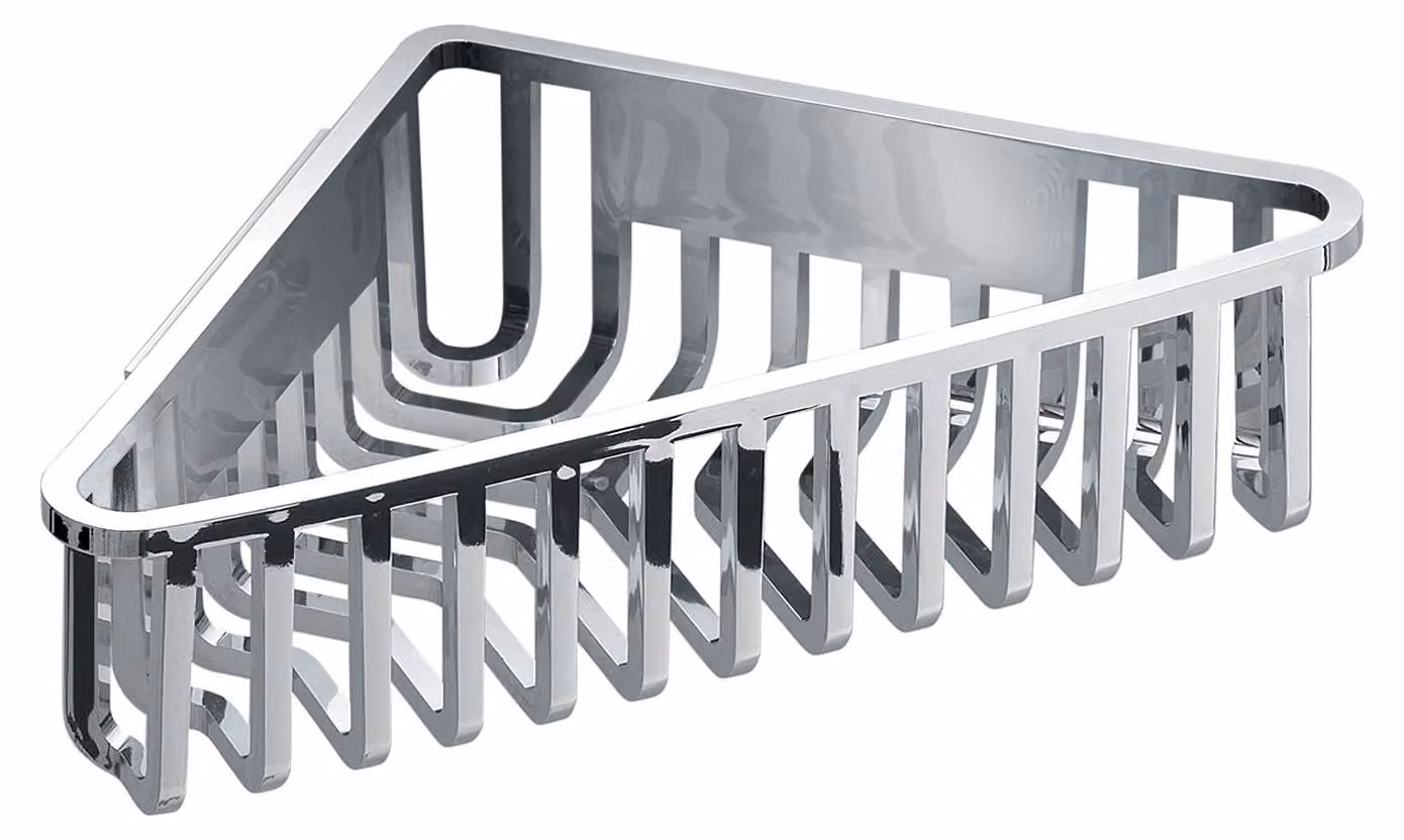 Scaffale angolare in resina termoplastica, cromato, 19,5x19,5x6,6 cm