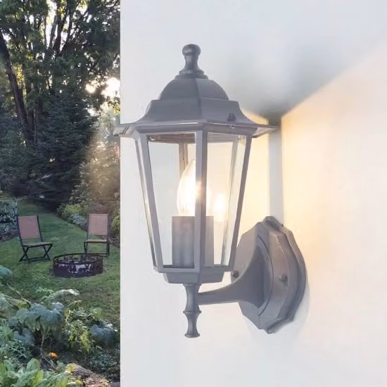 Lampada da parete moderna in alluminio e vetro grigia con luce bianca calda per giardino, balcone e terrazza, protezione IP23