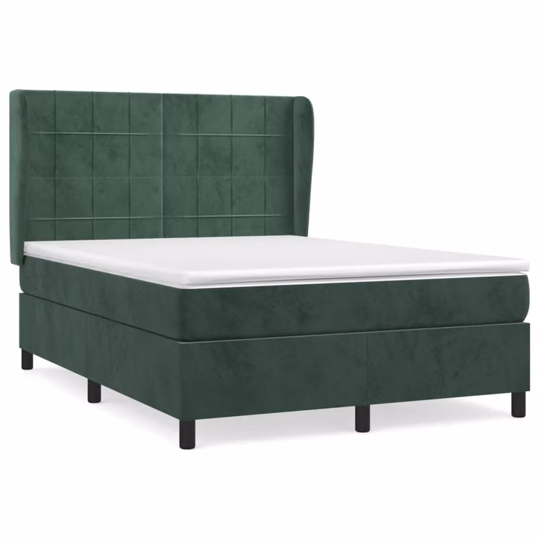 Giroletto a Molle con Materasso Verde Scuro 140x190 cm Velluto