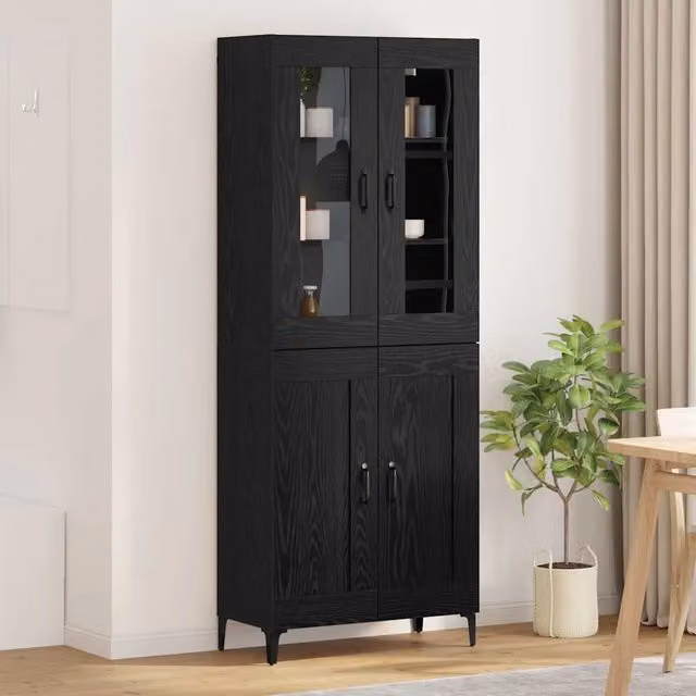 Credenza Rovere Nero 69,5 x 34 x 180 cm Legno ingegnerizzato 3403582