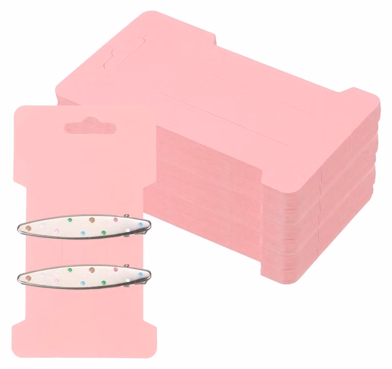 Espositori per fermagli per capelli, confezione da 200 pezzi, dimensioni 11,5 x 6,5 cm, color rosa chiaro