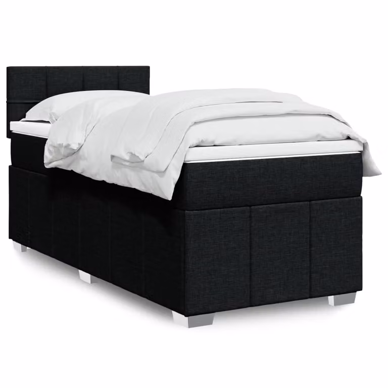 vidaXL Giroletto a Molle Ibrido con Materasso in Tessuto Nero L/P: 100 x 200 cm