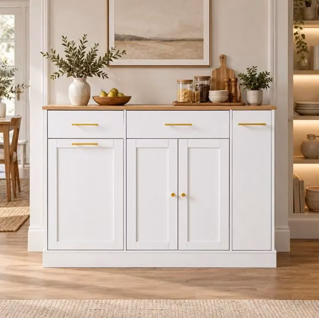 Isola da cucina 120 cm con piano ribaltabile; vano pattumiera e ripiano laterale estraibile bianca