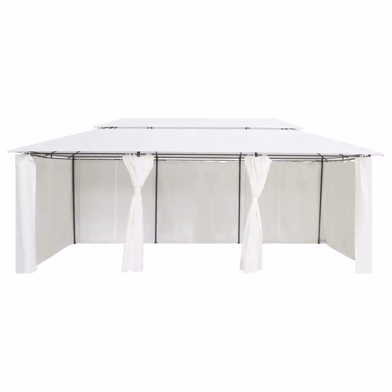 Gazebo con Tende 600x298x270 cm Bianco 180g/m²
