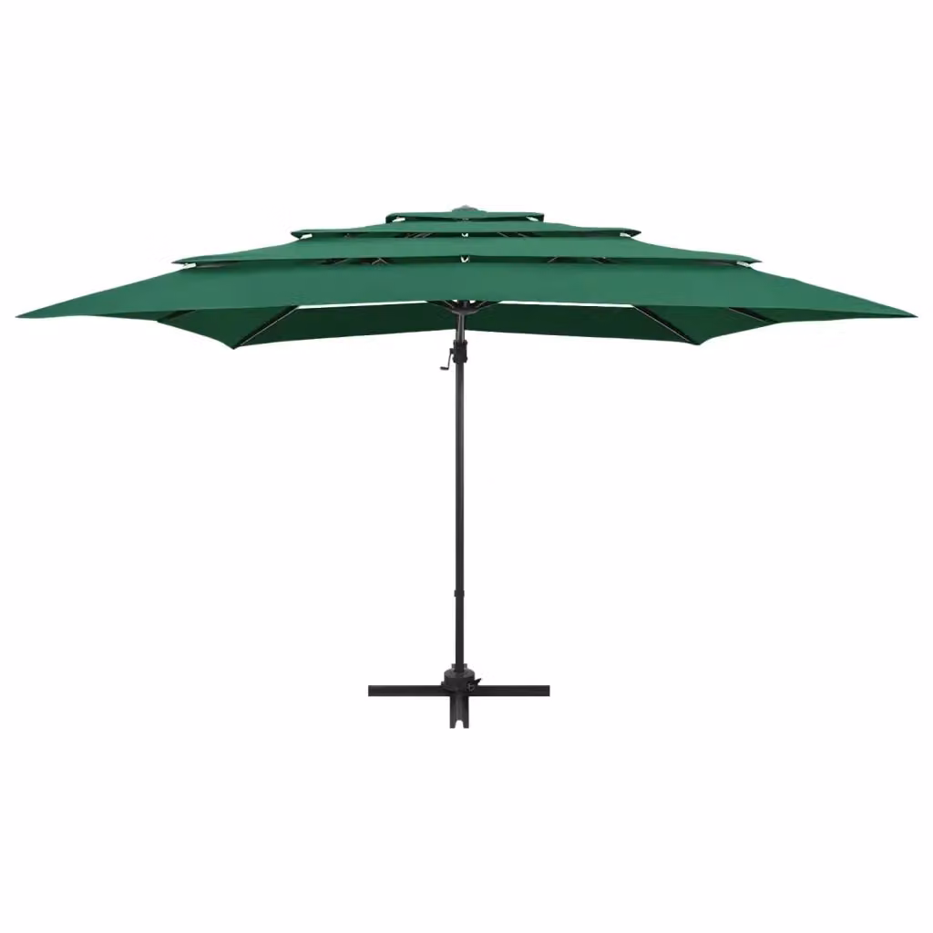 Ombrellone a Sbalzo vidaXL Verde con Palo in Alluminio e Copertura in Poliestere L/P: 250 x 250 cm – 2