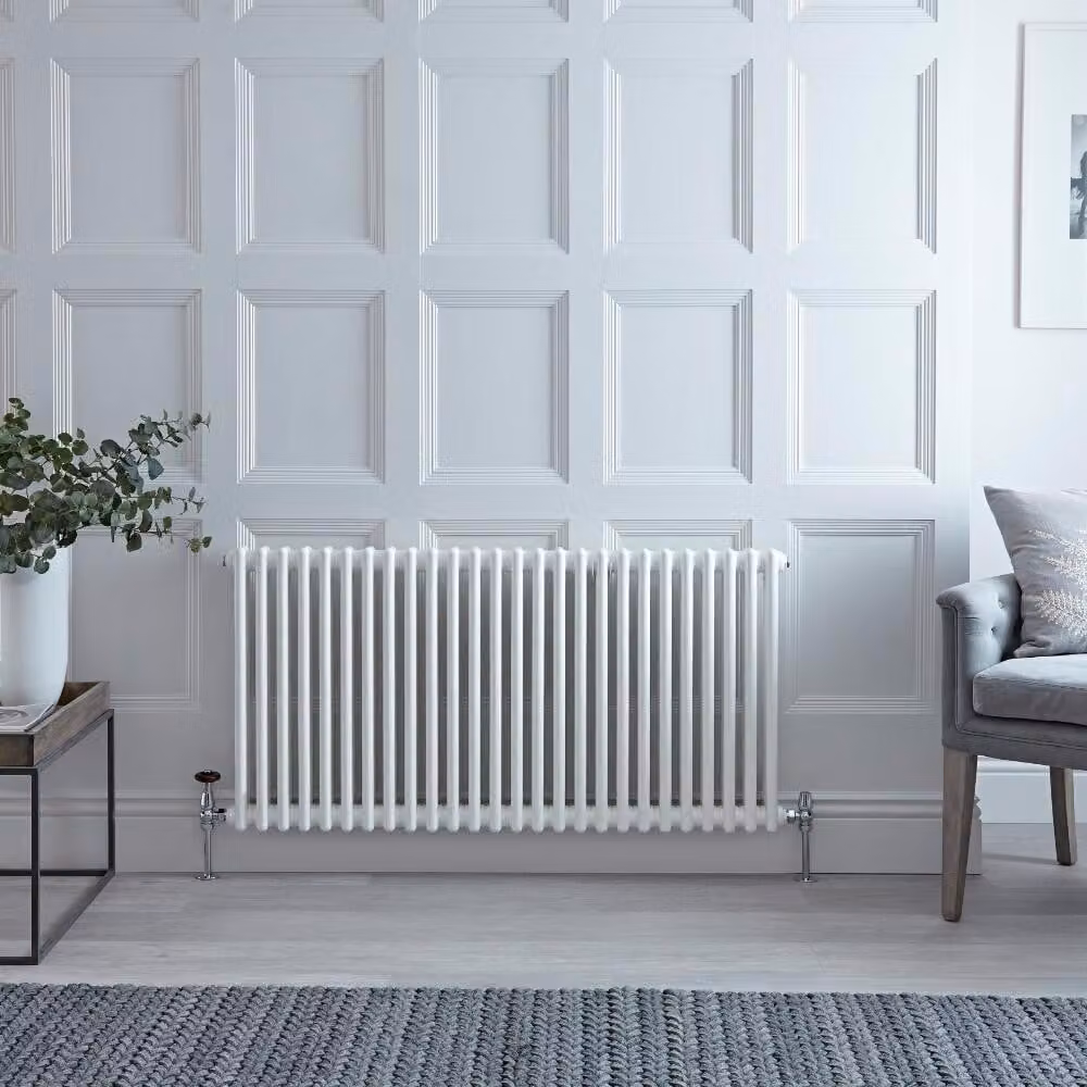 Radiatore Orizzontale Stile Ghisa Bianco 600x1190x68mm 1170W - Alta Resa - Regent