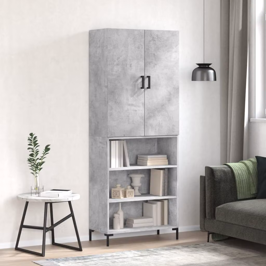 Credenza moderna vidaXL in legno e metallo grigio L: 69,5 cm, P: 34,0 cm, H: 180,0 cm