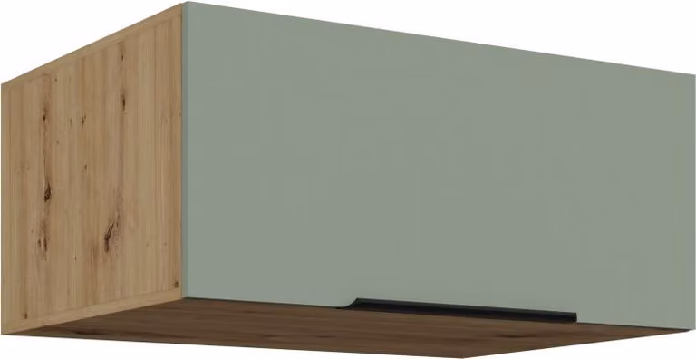 Mobile cappa aspirante profonda LUNARA - larghezza 80 cm, verde / rovere artigianale
