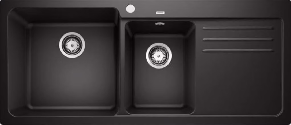 Lavello Blanco Naya 8, in Silgranit, dimensioni 1160x500 mm, colore nero, codice prodotto 525945