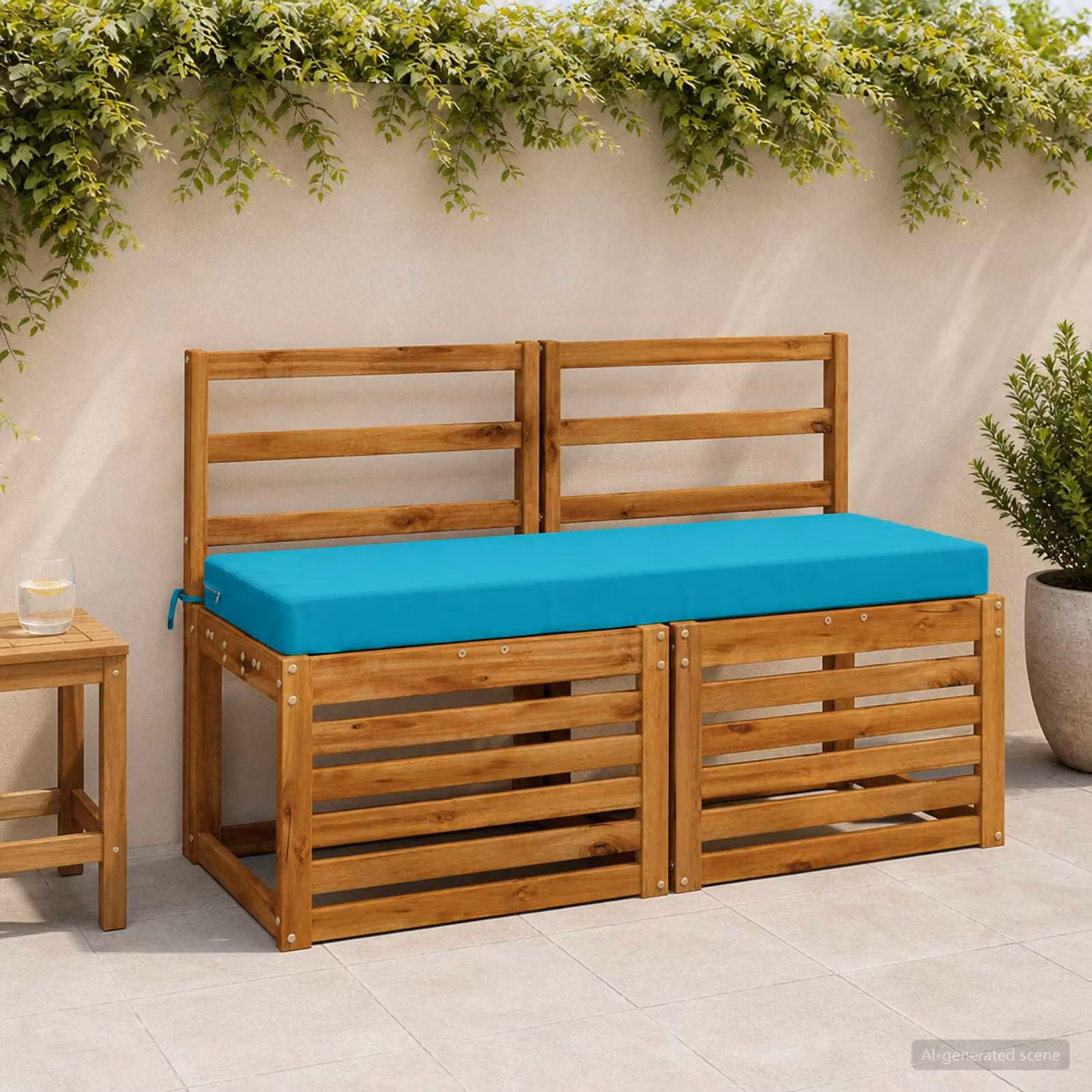 Cuscino per panchina vidaXL SOEST rettangolare in poliestere turchese con rivestimento rimovibile e resistenza ai raggi UV