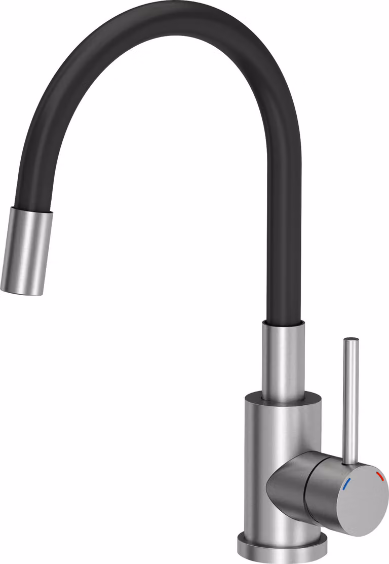 VBChome Rubinetto per lavello nero inox flessibile ruotabile a 360° in acciaio inox spazzolato Rubinetto da cucina Rubinetto da cucina Rubinetto monocomando per lavello Rubinetto miscelatore per lavello Flessibile