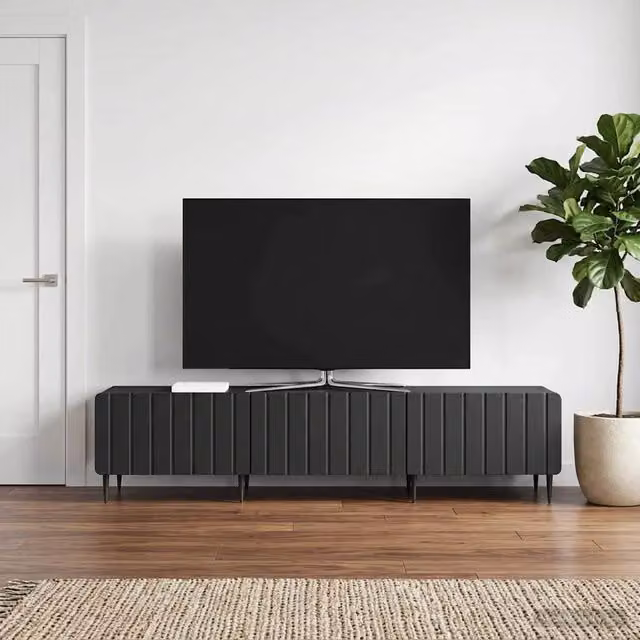 Mobile TV moderno vidaXL nero in legno MDF L: 147 cm, P: 34,5 cm, H: 32 cm