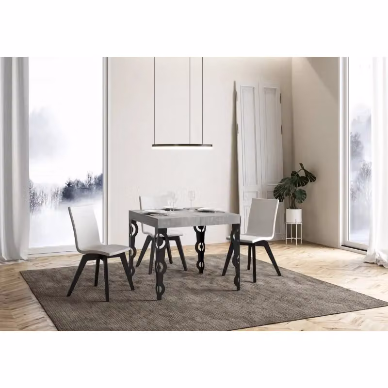 Tavolo allungabile Itamoby stile industrial con piano in laminato e struttura in metallo, L/P: 90 x 90 cm, estensibile fino a 246 cm – 2