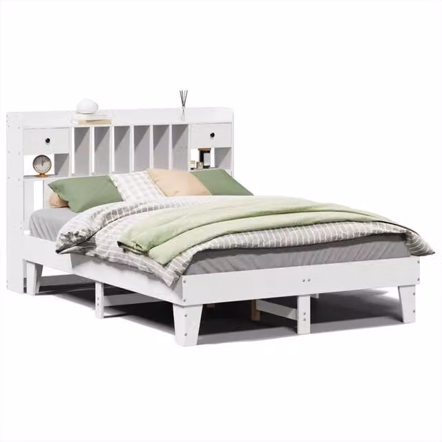 Letto matrimoniale | Letto per adulti | Letto senza Materasso Bianco 160x200 cm Legno Massello di Pino
