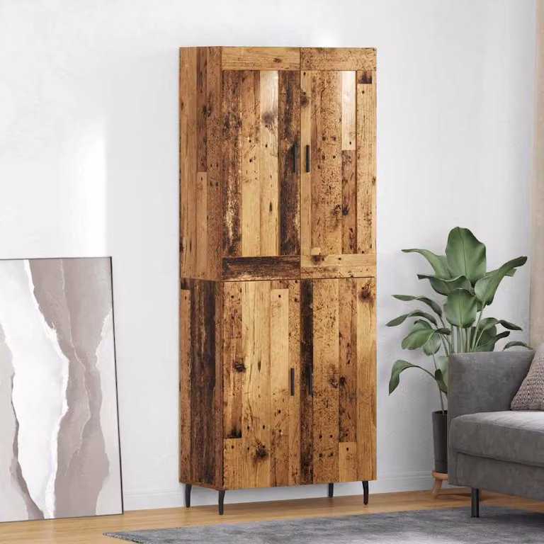 Set di 2 credenze vidaXL in legno vecchio e metallo, colore marrone, L 69,5 cm x P 34 cm x H 180 cm