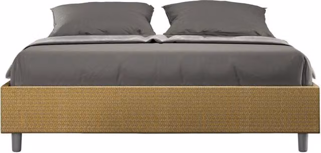 Letto Sommier imbottito Matrimoniale 160x200 cm tessuto Labirinto Azelia - Senza rete,Giallo